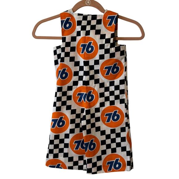 Hand Made Union 76 Gas Logo Checkered Flag Little Kids Romper - Picture 4 of 5